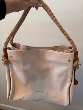 Michael Kors Cream Canvas Shoulder Bag with Tan Rope Handles
